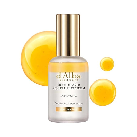 d'alba Piedmont Italian White Truffle Double Layer Revitalizing Serum, 100hr Hydration, Hyaluronic Acid and Centella Asiatica, Skin Firming and Tightening, Long-lasting Korean Skin Care (1.69 fl.oz)-Velvo Beauty