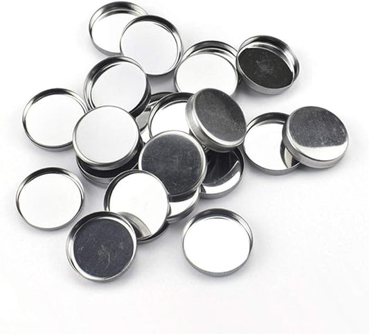 50 Pieces Empty Round Metal Tin Palette Pans Round Metal Pans Cosmetic Eyeshadow Pans for Eyeshadow Palette for Magnetic Makeup Palette, 26mm Diameter 3.5mm Height-Velvo Beauty