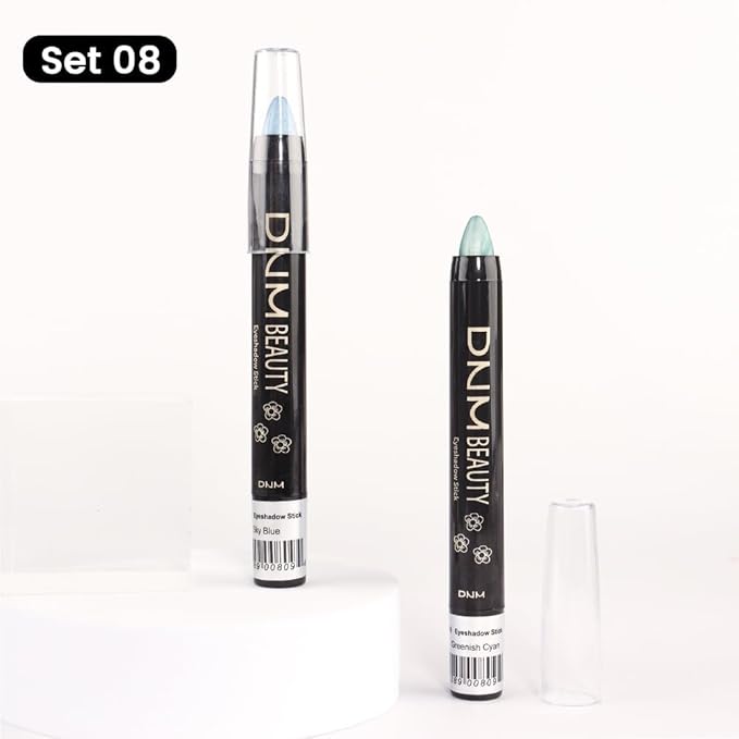 evpct 2Pcs Cream Eyeshadow Sticks Set for Eyes Sky Blue & Greenish Cyan Shimmer Eye Crayon Shadow Brightener Stick Pencil Pen Bulk sombras en crema para ojos 10+12-Velvo Beauty