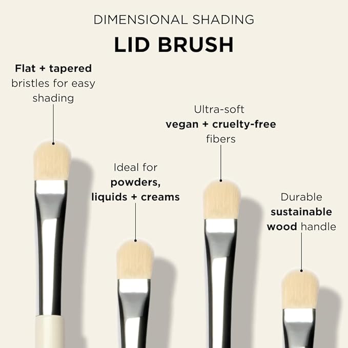 HALEYS Lid Eyeshadow Brush, Medium Flat Tapered Brush, Easy Blending and Shading for Building Eyeshadow Color, High-end Synthetic Bristles, Multi-tasking, for Cream and Powder Makeup, Vegan + CF-Velvo Beauty