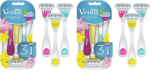 Gillette Venus Tropical Disposable Razors for Women, 3+1 Count, Designed for a Smooth Shave, Tropical Fragrance Scented Handles (Pack of 2)-Velvo Beauty