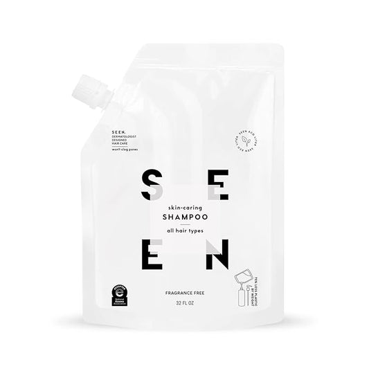 SEEN Shampoo Eco-Refill, Fragrance Free - Non-Comedogenic & Sulfate-Free Hair Shampoo- Dermatologist-Developed - Safe for Sensitive, Eczema & Acne Prone Skin-Velvo Beauty