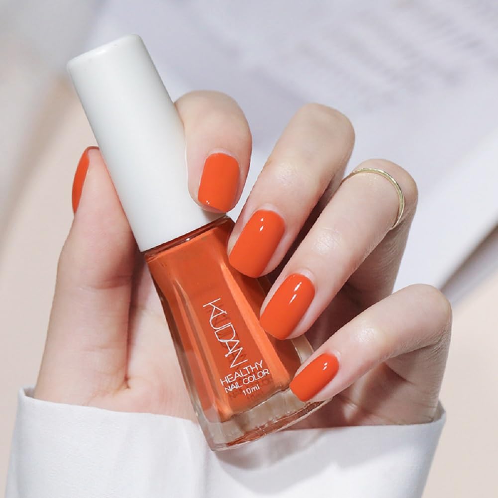 Nail Polish set - Nail Lacquer Quick Dry, Full Size, Vibrant, Colorful, Trendy, Glitter, Glossy, Metallic, Matte Nail Art Nail Shades (N19 Orange-red, 52g)-Velvo Beauty
