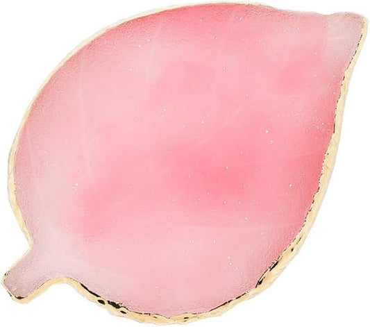 1 Pcs Leaf Resin Nail Art Palette Painting Makeup Palette Tray Cosmetic Nail Gel Polish Colors Mixing Pallet Pink-Velvo Beauty