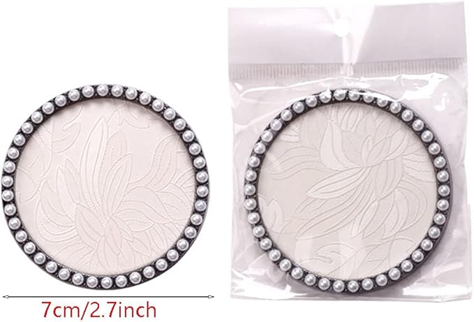 1 Pc Resin Nail Art Palette Nail Art Display Holder Round Inlay Rhinestone Makeup Palette Nail Painting Palette Gel Polish Colors Mixing Pallet (White)-Velvo Beauty