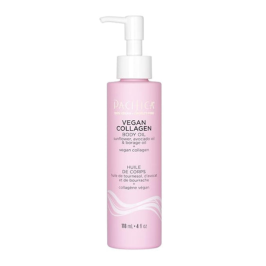 Pacifica Vegan Collagen Body Oil - Moisturizing, Hydrating Massage for Dry Skin, Soft & Radiant Glow, Jasmine Scent, 4 fl oz-Velvo Beauty