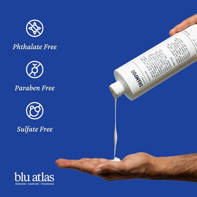 Blu Atlas Men's Natural Shampoo – Organic, Sulfate-Free, Paraben-Free – Deep Cleansing & Hydrating – Santal Cedar Scent – Made in America – 8 oz-Velvo Beauty