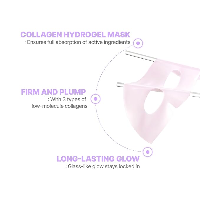 Cell Fusion C Glass Skin Collagen Mask, 1.23 oz. x 5 Sheets, Overnight Hydrogel Mask with Triple Collagen & Niacinamide, Hydrating and Plumping, Korean Skincare-Velvo Beauty