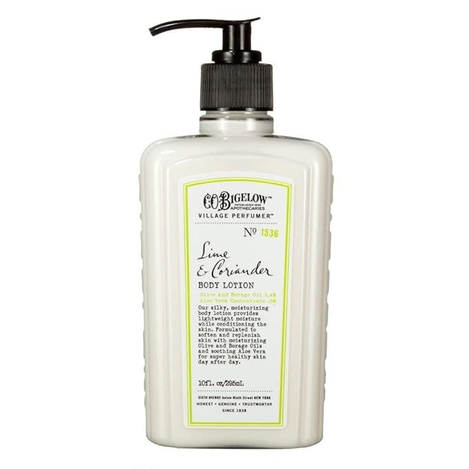 C.O. Bigelow Lime Coriander Body Lotion, Village Perfumer Moisturizing Body Lotion with Aloe Vera, Borage Oil & Olive Oil, 10 Fl Oz-Velvo Beauty