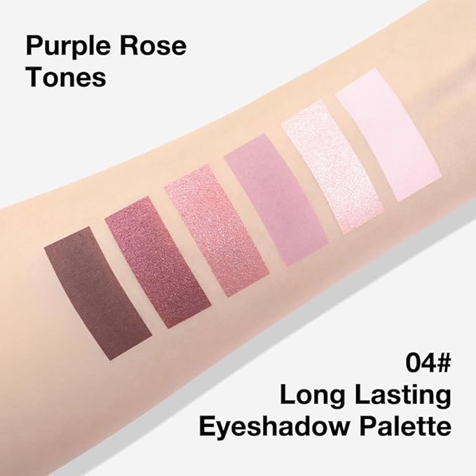 evpct 6 Colors Pink Eyeshadow Palette, Nude Pink Plum Mauve Champagne Rose Orchid Wine Red Glitter Shimmer Matte High Pigment Mini Travel Eye Shadow Palette Makeup for Older Women, Built in Mirror-Velvo Beauty
