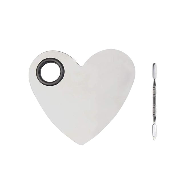 Stainless Steel Heart Shaped Makeup Palette Spatula - Makeup Artist Makeup Enthusiast Tools for Blending Cosmetic Foundation Shades-Velvo Beauty