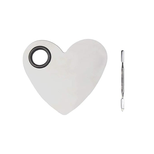 Stainless Steel Heart Shaped Makeup Palette Spatula - Makeup Artist Makeup Enthusiast Tools for Blending Cosmetic Foundation Shades-Velvo Beauty