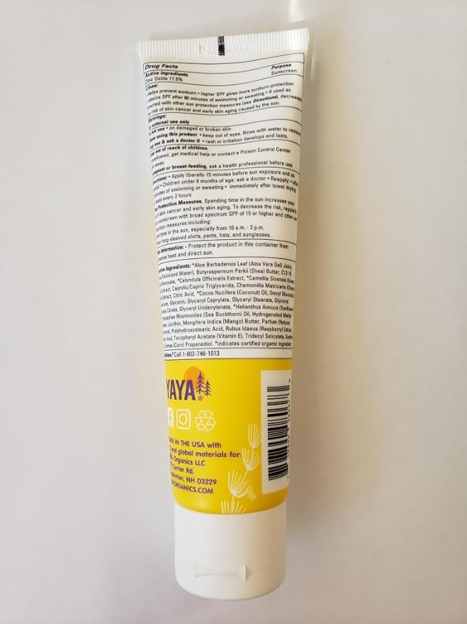 YAYA ORGANICS Baby + Kids Mineral Sunscreen Lotion, SPF 50, Reef-Friendly, Non-Nano Zinc Oxide, Water-Resistant, Hypoallergenic, Pure + Gentle for delicate skin, 3 oz-Velvo Beauty