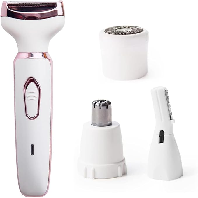 Bikini Trimmer for Women, Electric Razor Hair Shaver for Face Nose Eyebrow Beard Mustache Arm Leg Armpit Bikini, Replaceable Lady Facial Razor, Painless Rechargeable 4 in 1 Women Body Shaver for Trip-Velvo Beauty