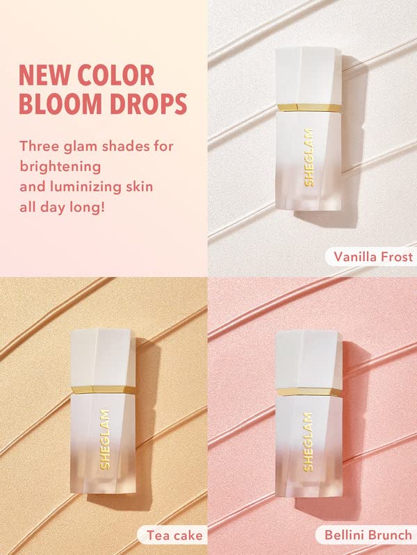 SHEGLAM Glow Bloom Liquid Waterproof Highlighter Long Lasting Cream Highlighter with Shimmer Dewy Finish - Vanilla Frost-Velvo Beauty