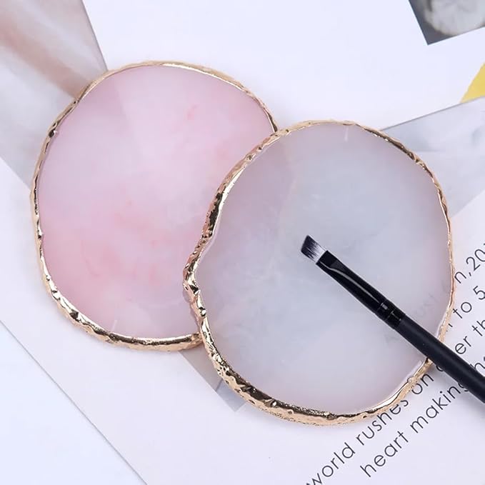 2 Pack Nail Art Palette Makeup Foundation Mixing Palette Holder Golden Edge Professional Cosmetic Nail Art Tools for Women and Girls Nail Polish Liquid Lipstick Concealer-Velvo Beauty