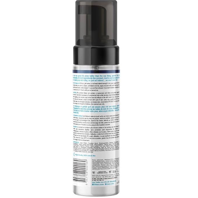 b.tan Clear Self Tanner Bronzing Water Foam | Just Act Natural - Best 1 Hour Express Sunless Tanning Mousse, Dark, Transfer-Free, Enriched With Coconut Water & Vitamin E, Face & Body, 6.7 Fl oz-Velvo Beauty