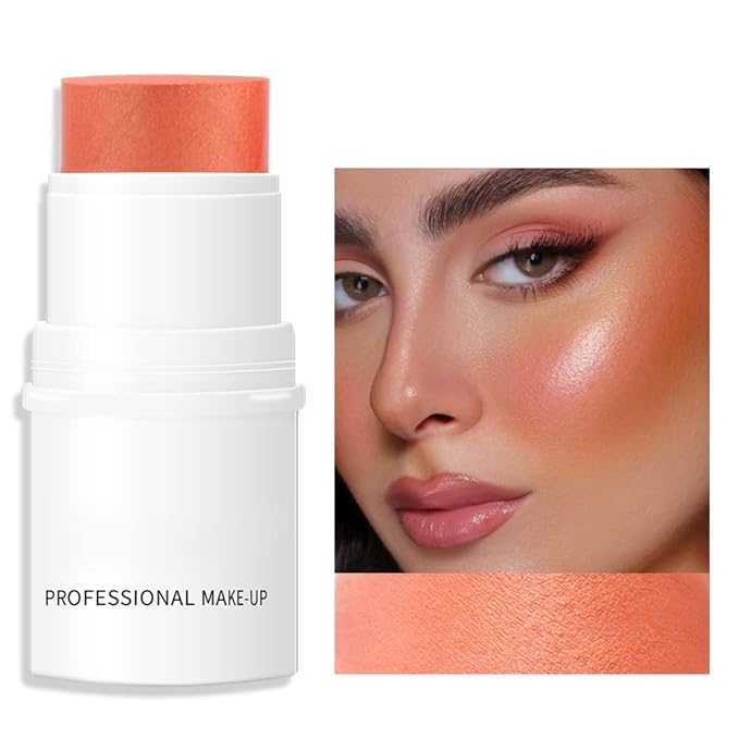 Orange Cream Blush Stick for Cheeks, Waterproof Face Cream Makeup Blush Stick, Long-Lasting Multi-use Blush Makeup Stick, Natural-Looking, Lightweight Skin Tint Blush Makeup for All Skin-Velvo Beauty