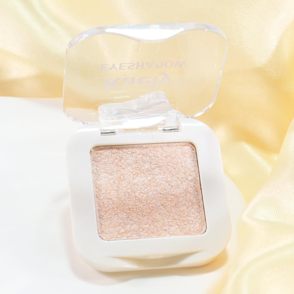 White Pearl Glitter Single Eyeshadow Palette - Single Shimmer Eye Shadow in Pearl White, Natural Highly Pigmented, Blendable Monochrome Powder Eye Shadow, Eyeshadow Palette Gift for Girls Women-Velvo Beauty
