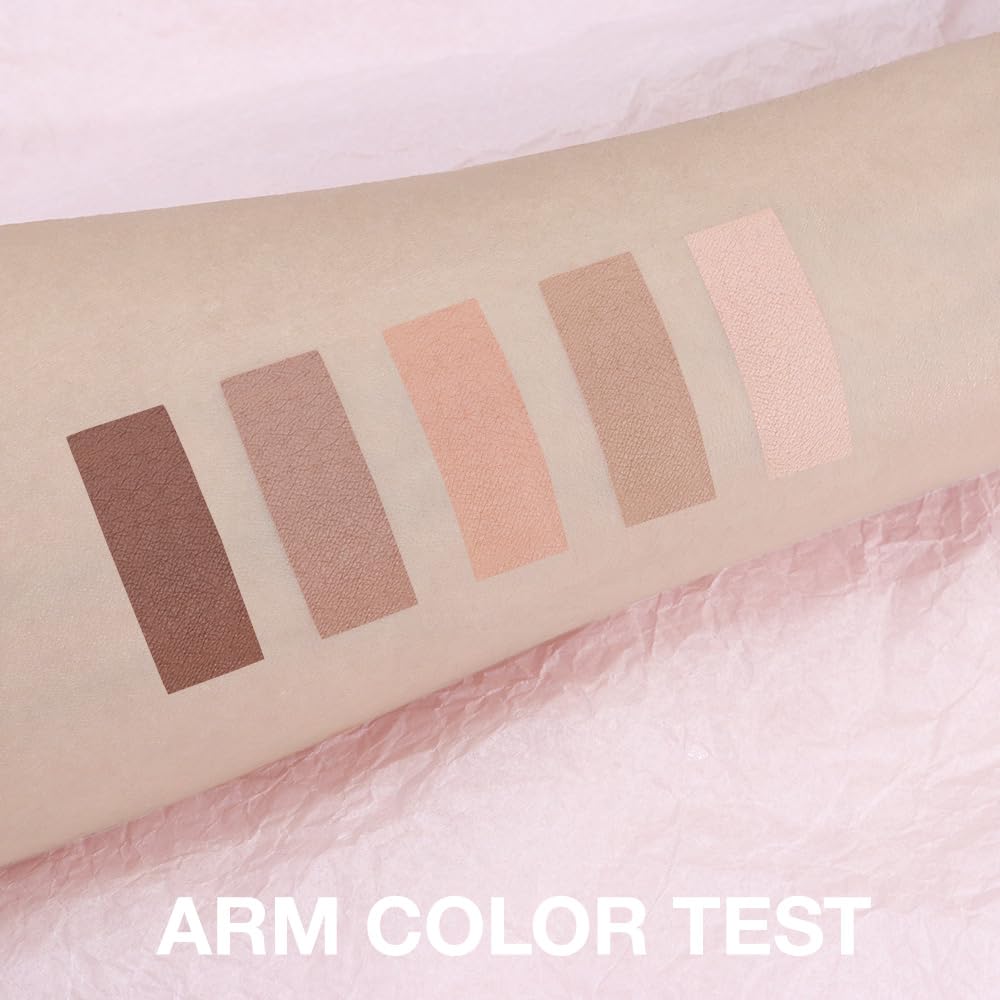 AMY'S DIARY Neutral Nude Brown Eyeshadow Palette Makeup, 5 Colors Cool-Toned Velvety Matte Finish, Nude Taupe Eye Shadows, for Brown Eyes Long Lasting Naturing-Looking (#01)-Velvo Beauty