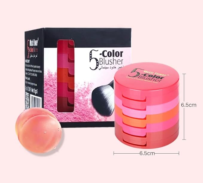 UCANBE 5 Colors Face Blusher Palette Waterproof Matte Long Lasting Lightweight Blush Powder Pink Coral Blushing Pallet with Brush Mirror Women Makeup Gift Set Kit-Velvo Beauty
