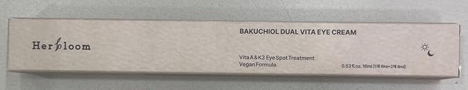 herbloom Bakuchiol Dual Vita Eye Cream | Korean Eye Cream for Dark Circles & Fine Lines | Day & Night Eye Cream for Sensitive Skin | Eye Moisturizer W/Vitamin A & K 0.54 Fl Oz-Velvo Beauty