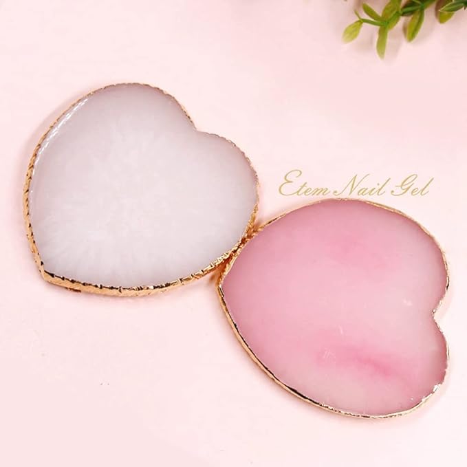 Resin Nail Art Palettes,Makeup Palettes, Resin Nail Mixing Palette Drawing Color Palette Gel Polish Color Mixing Plate Gold Edge Nail Art Display Cosmetic Mixing Tools (1 pc Pink Heart)-Velvo Beauty