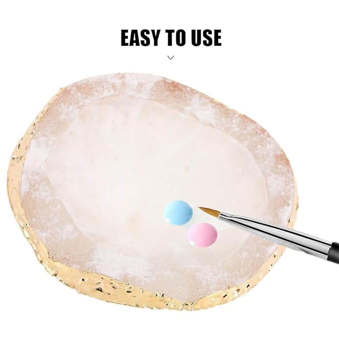 MISUD Resin Nail Art Palette, Nail Polish Drawing Color Dish Golden Edge Resin Stone Paint Drawing Color Dish Manicure Nail DIY Tool (White)-Velvo Beauty