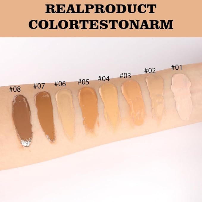 Matte Cream Oil Free Concealer Foundation Pack with Foundation Brush,Base Facial Matte Full Coverage Liquid Tattoo Concealer Hide Foundation Primer Make-up Kit.1.67 Fl.Oz (08#)-Velvo Beauty