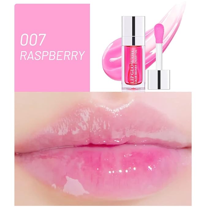 Plumping Lip Oil, Long Lasting Hydrating Lip Gloss Tinted Lip Balm Non-sticky Revitalizing, Tinting Lip Care Oil for Dry Lip (RASPBERRY)-Velvo Beauty