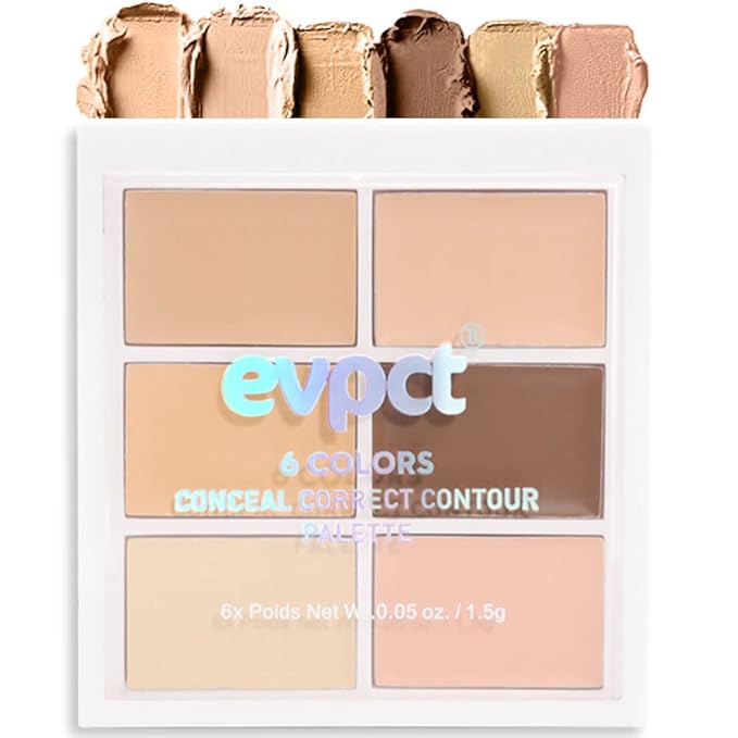 evpct 6 Colors Conceal Correct Cream Contour Makeup Palette for Mature Skin,Light to Neutral,Conceal trouble spots dullness dark circles Correct discolorations Camouflage imperfections Covers redness-Velvo Beauty
