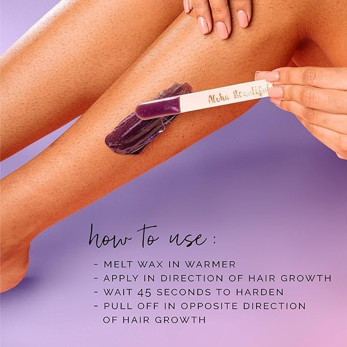 KoluaWax Hard Wax Beads for Hair Removal – Coarse Hair Formula – Face, Brazilian, Underarms, Back Chest, Bikini Waxing – Lavender Bliss, 1lb Refill for Wax Warmers & 10 Large Applicator Sticks-Velvo Beauty