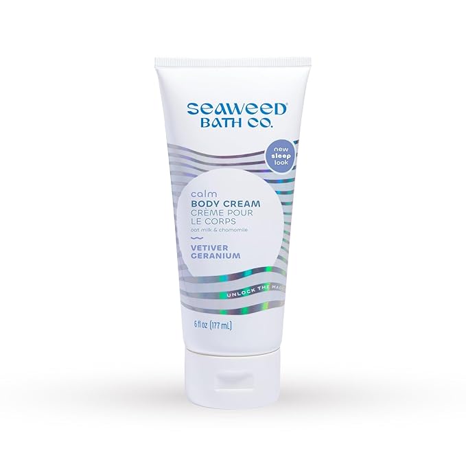 Seaweed Bath Co. Calm Body Cream - Vetiver Geranium | Soothing Hand and Body Lotion With Oat Milk, Shea Butter, and Chamomile | Natural, Vegan Moisturizer For Dry Skin | 6 oz-Velvo Beauty