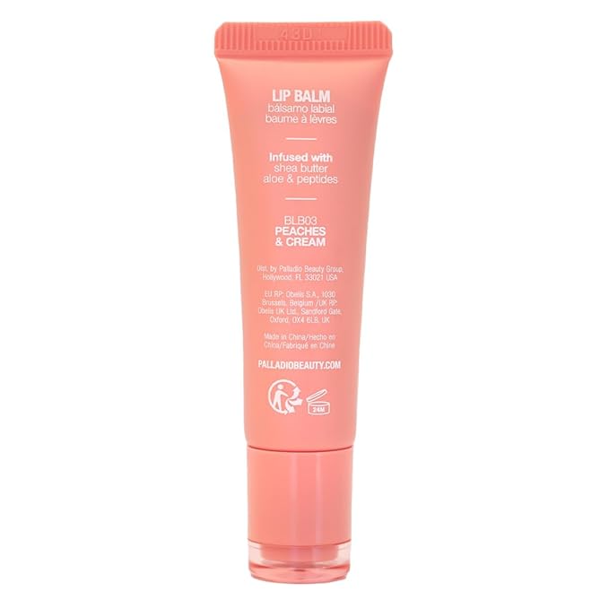 Palladio Butter Balm - Hydrating Lip Balm with Sheer Tint, Aloe, Peptides, Shea Butter, and Vegan Formulation for Instant Moisture, Shine, and Soothing Lip Care, Peaches & Cream-Velvo Beauty