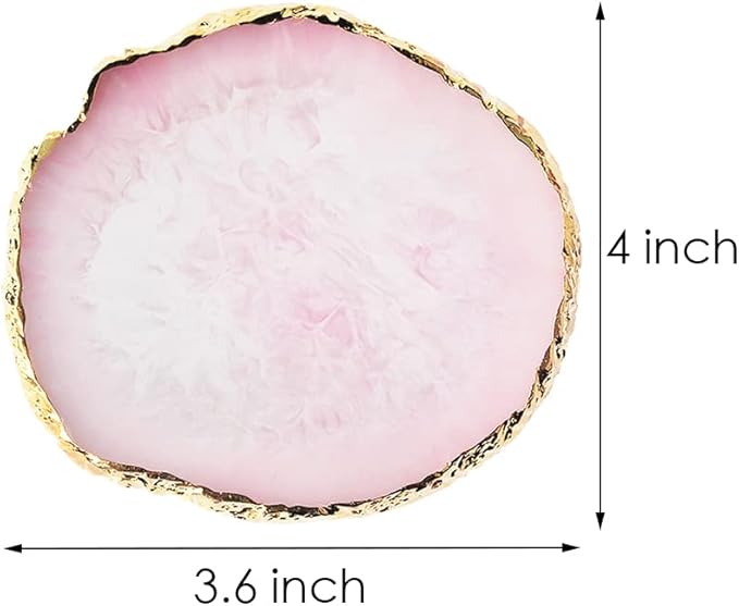 Resin Nail Art Palette, Nail Art Painting Mixed Color Palette Gold Edge Nail Gel Color Makeup Display Board (Pink+White)-Velvo Beauty