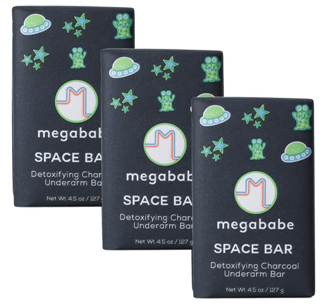 Megababe Underarm Bar Soap - Space Bar | With Detoxifying Charcoal for Odor Control | 4.5 oz - 3 Pack-Velvo Beauty