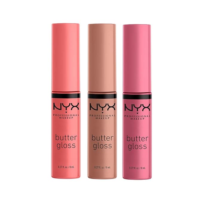 NYX PROFESSIONAL MAKEUP Butter Gloss, Non-Sticky Lip Gloss - Pack Of 3 (Angel Food Cake, Creme Brulee, Madeleine)-Velvo Beauty