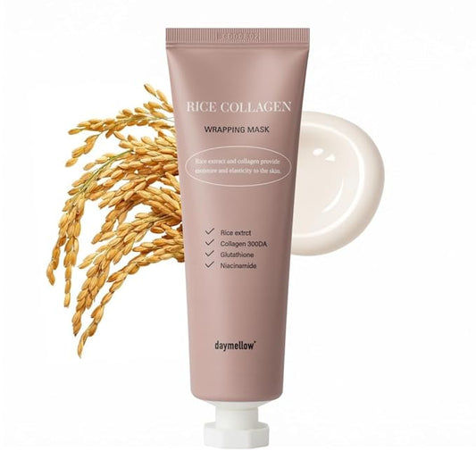 daymellow Rice Collagen Wrapping Mask 2.36 fl. oz / 70ml – Korean Peel-Off Facial Mask with Hydrolyzed Collagen, Hydrating & Firming, Overnight Gentle Pore Tightening for Glowing Glass Skin-Velvo Beauty