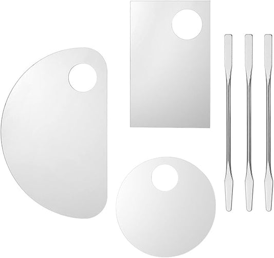 6 Pcs Makeup Mixing Palette Makeup Palette Tray Foundation Mixing Palette Acrylic Palette Foundation Palette Included Makeup Spatula Tool for Foundation Pigment Blending (White)-Velvo Beauty
