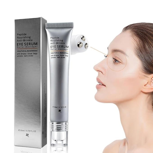Peptide Under Eye Roller Serum With Roller Balls For Dark Circles And Puffiness | Massage Ball Cream for Fine Lines and Wrinkles | Hydrates Brightens Under Eye Area Restores Skin Firmness (PEPTIDE)-Velvo Beauty