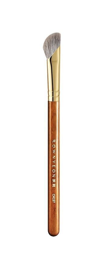 Desert Oak Series Pro Nose Sculptor - Arctic Fluff Hybrid Bristles for Nasal Contouring, Wide Angled Nose Brush, Bubinga Handle (CM 197)-Velvo Beauty