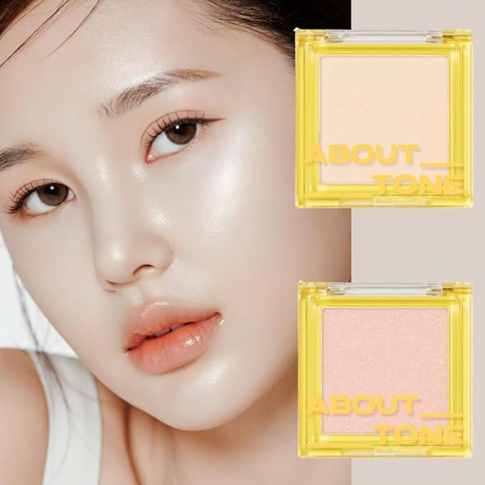 Light On Me Highlighter 2 Color - Makeup Highlighting Powder Palette, Natural Satin Glow, Lightweight Velvety Powder, Clear Sheer Pearls, Shiny Illuminator, 0.26oz (02 CANDY LIGHT)-Velvo Beauty