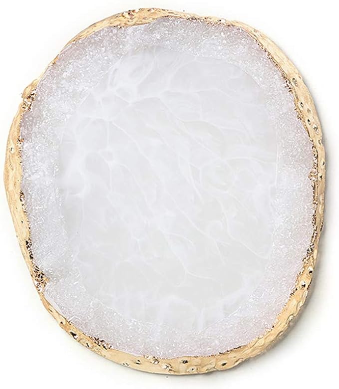 1pc White Golden Edge Resin Nail Art Palettes Nail Mixing Palette Polish Color Mixing Plate Nail Holder Display Cosmetic Mixing Tools Makeup Palette Tray Accessories (white)-Velvo Beauty