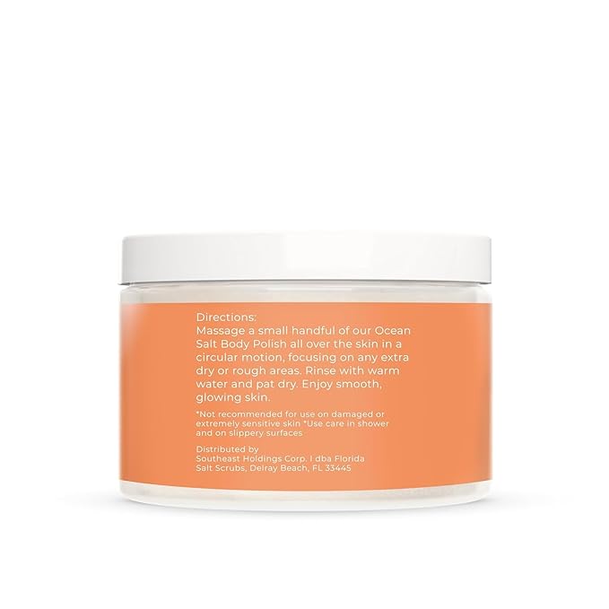 Sea Salt Body Scrub by Florida Suncare - Ocean Salt Body Polish Infused with Marine Algae - Exfoliating Face and Body Scrub - Facial Scrub Exfoliator to Tackle Acne (Coconut Mango, 12.1 oz)-Velvo Beauty