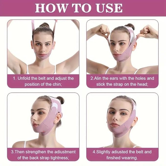 Face Slimming Mask, Breathable Mesh Design,V Line Face Lifting Strap and V Line Face Shaping Belt - Chin and Cheek Lifting Bandage for V Face Lift - Sleeping Mask Strap for Women - pink-Velvo Beauty