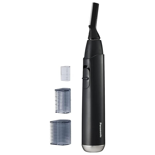 Panasonic Facial Hair Trimmer for Sensitive Skin, Unisex Detailer with Flexible Head, Gentle on Acne, Includes 2 Eyebrow Attachments, Wet/Dry - ER-GM40-K (Black)-Velvo Beauty