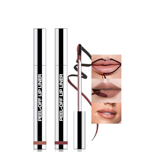 2Pcs Matte Liquid Lip Stain Peel Off Lip liner Tattoo, Matte Peel Off Lip Stain, Long Lasting Waterproof Lipstick Lip Gloss Stain, Transfer-proof for All Skin Types (0.24 fl oz-02#+03#)-Velvo Beauty