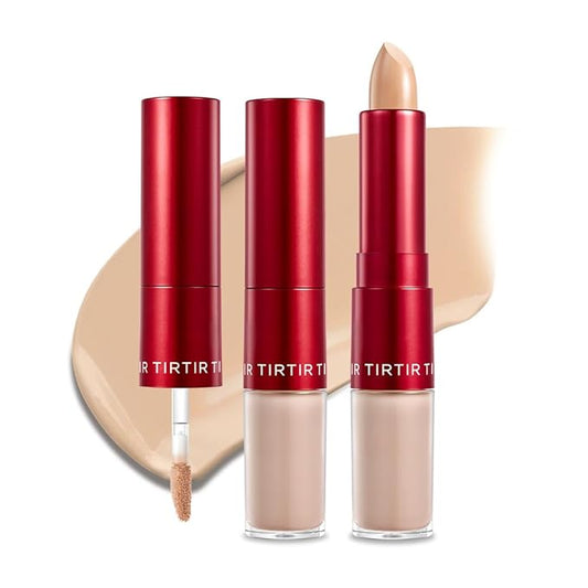 TIRTIR Glide&Hide Blurring Concealer - Creamy texture, Conceals dark circles and wrinkles, Dual formula (liquid tip & balm stick), Long-lasting wear, Korean Makeup, #4.5N, 0.28 Oz-Velvo Beauty