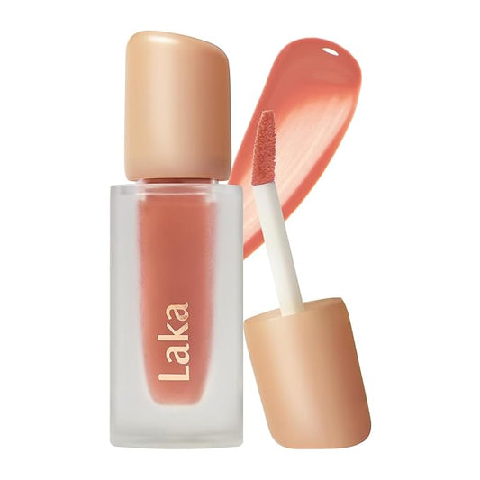 Laka Fruity Glam Tint, 4.5g/0.15 oz., Glowing Lip Stain with Wide Color Spectrum, Hydrating & Lightweight Texture, Long-Lasting Bold Stain, Non-Sticky, Vegan, K-Beauty (#125 Mango)-Velvo Beauty