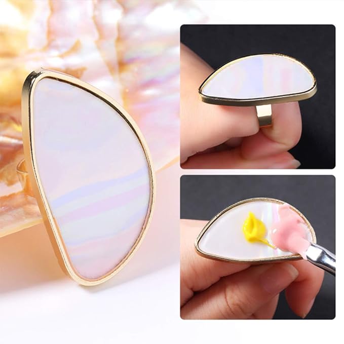 4pcs Ring Palette Nail Art Palette Blending Palette Pigment Palette Lip Color Palette Foundation Palette Rings Tools Manicure Palette Color Display Plate Mix Decorate Nail Set-Velvo Beauty